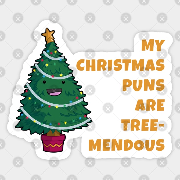 Tree-Mendous Christmas Pun Sticker by Phil Tessier